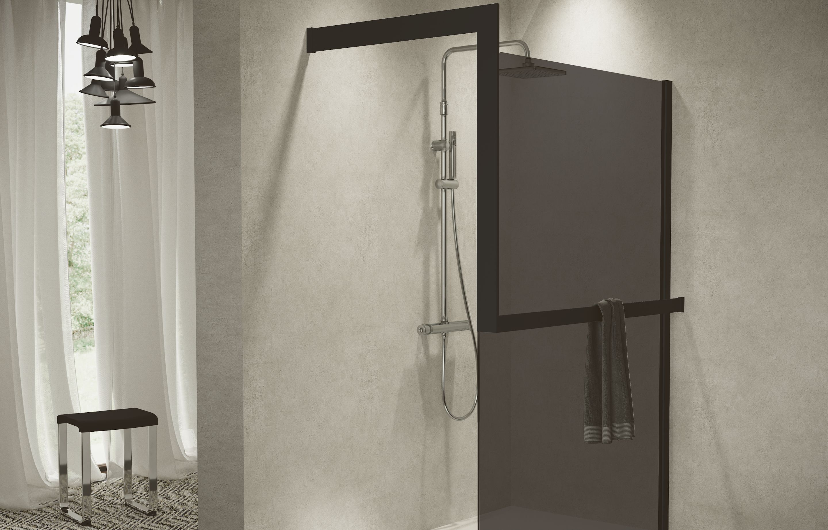 Shower spaces - Kuadra H Frame Kouř