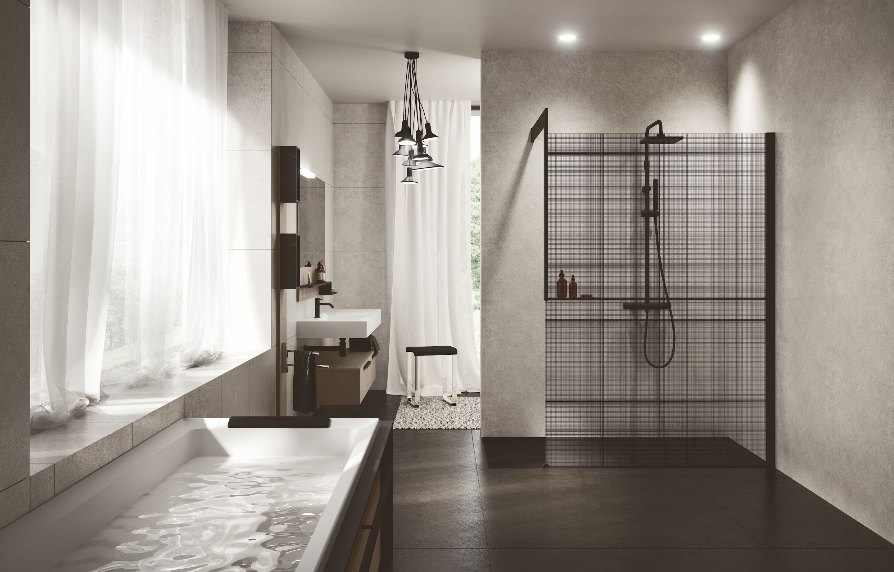 Shower spaces - Kuadra H Frame sklo s potiskem